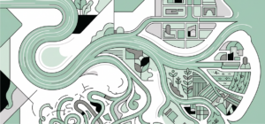 Illustration de la métaphore du fleuve aux trois branches, dont le delta principal est la Zone Proximale de